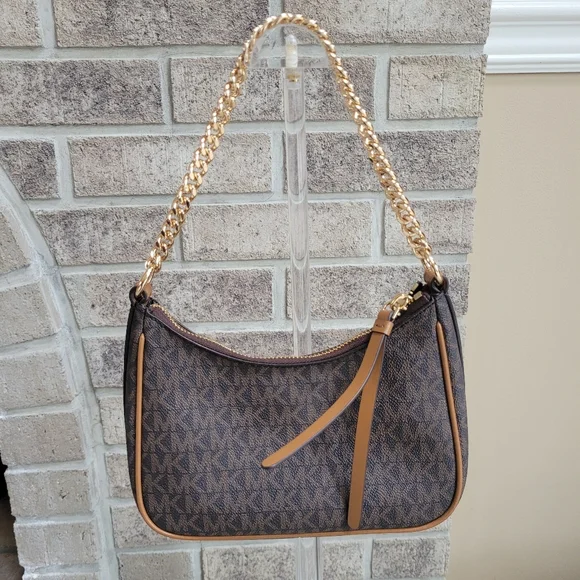 NWOT Michael Kors Monogram Jet Set Charm Small Logo Pochette - Picture 5 of 10